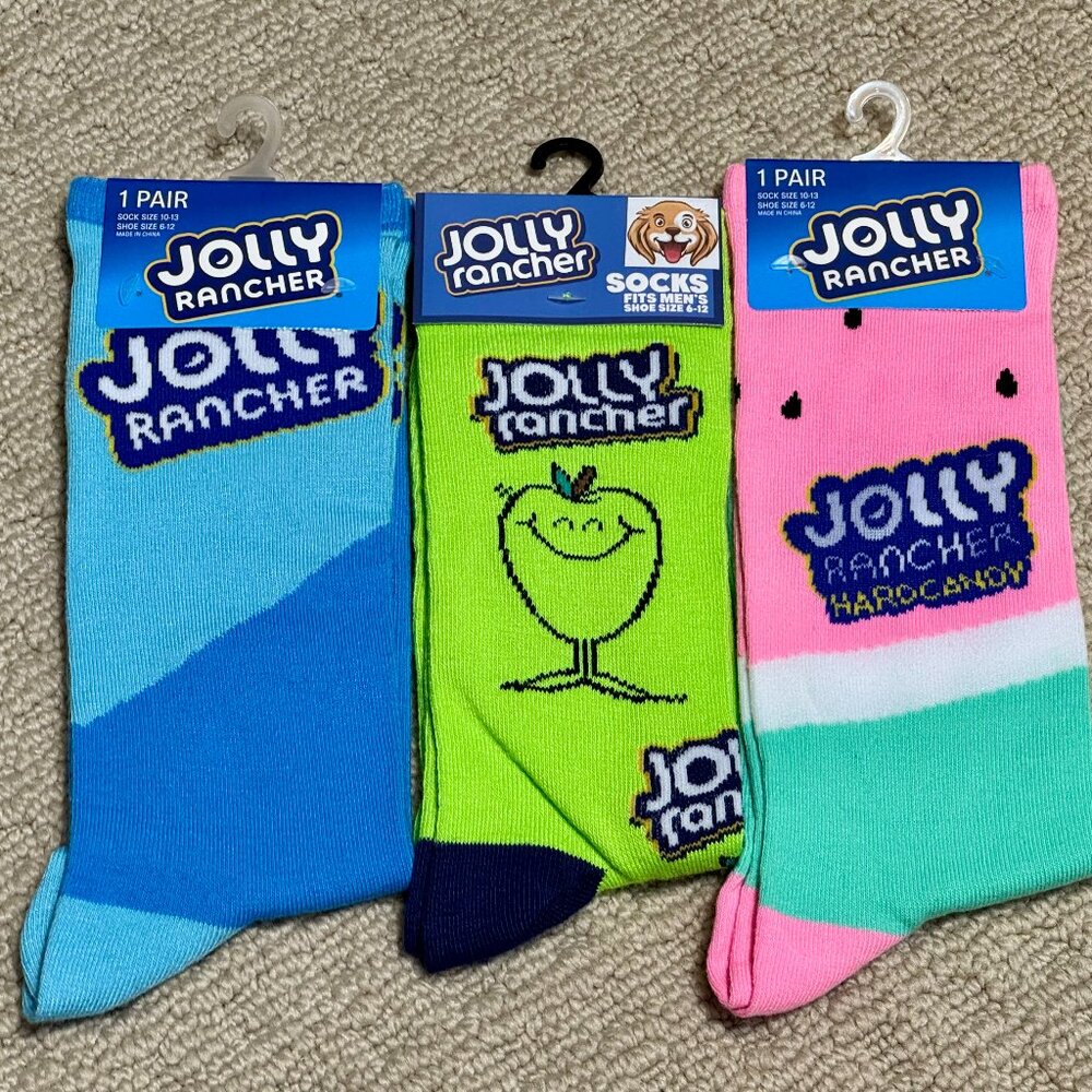 3 Jolly Rancher New Novelty Crew Socks Size 6-12/13 - Men's/Women's -